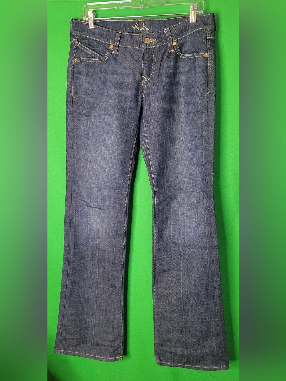 Womens Dark Blue Flare Jeans Old Navy The Diva Lowest Rise Bootcut 6 Regular Y2k